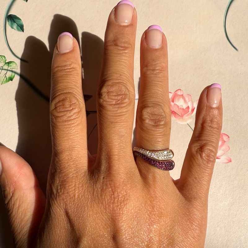 Kavant & Sharart 18k Rose Gold Ruby Pave Wave Ring