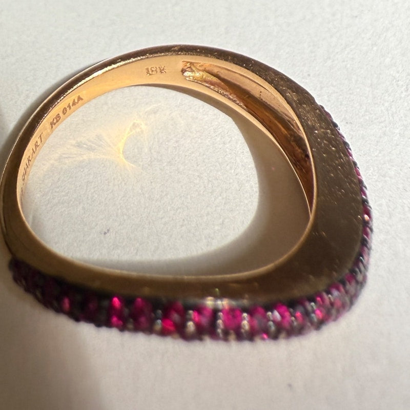 Kavant & Sharart 18k Rose Gold Ruby Pave Wave Ring