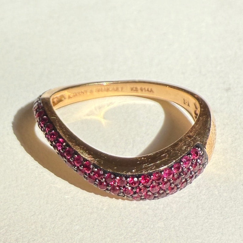 Kavant & Sharart 18k Rose Gold Ruby Pave Wave Ring
