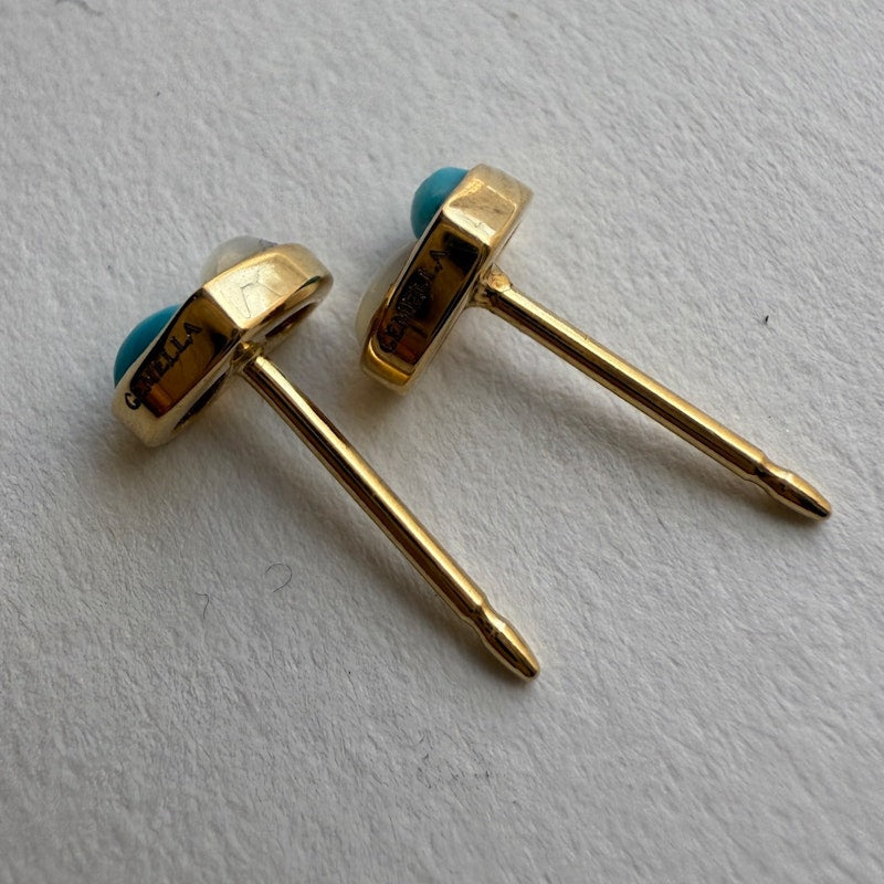 Gemella Turquoise & Mother of Pearl Sweetheart Stud Earrings