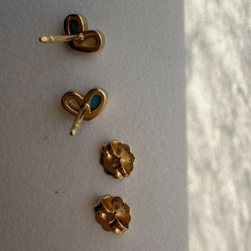 Gemella Turquoise & Mother of Pearl Sweetheart Stud Earrings