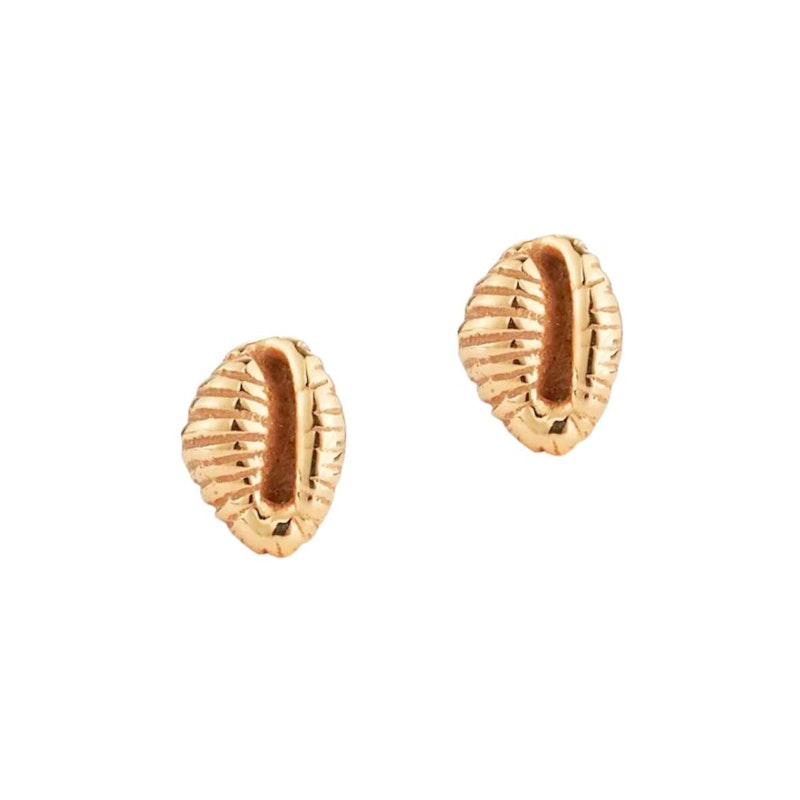 Renna 18k Yellow Gold Bitsy Bean Stud Earrings