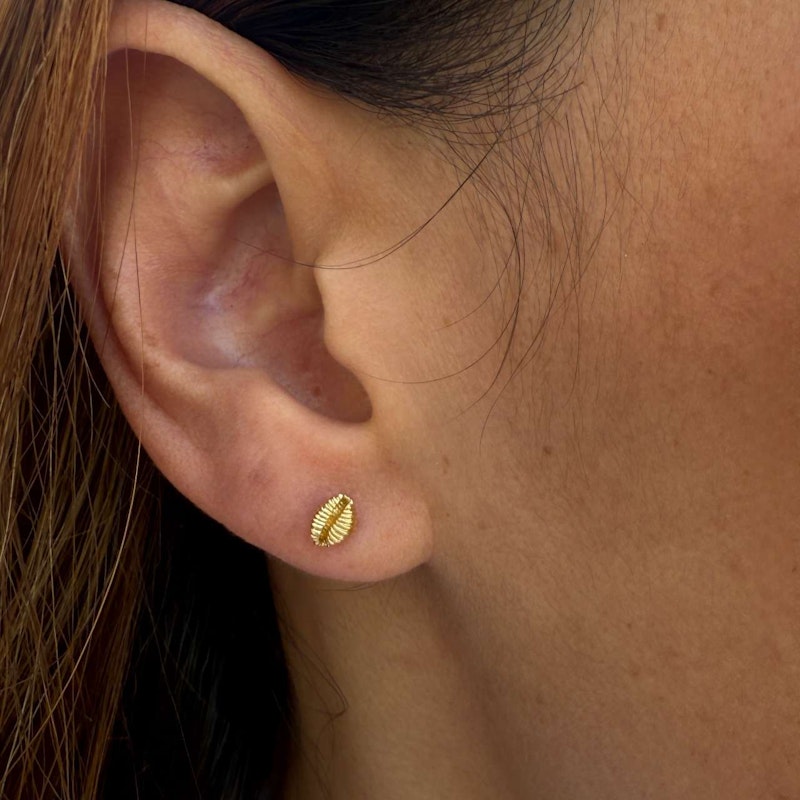 Renna 18k Yellow Gold Bitsy Bean Stud Earrings