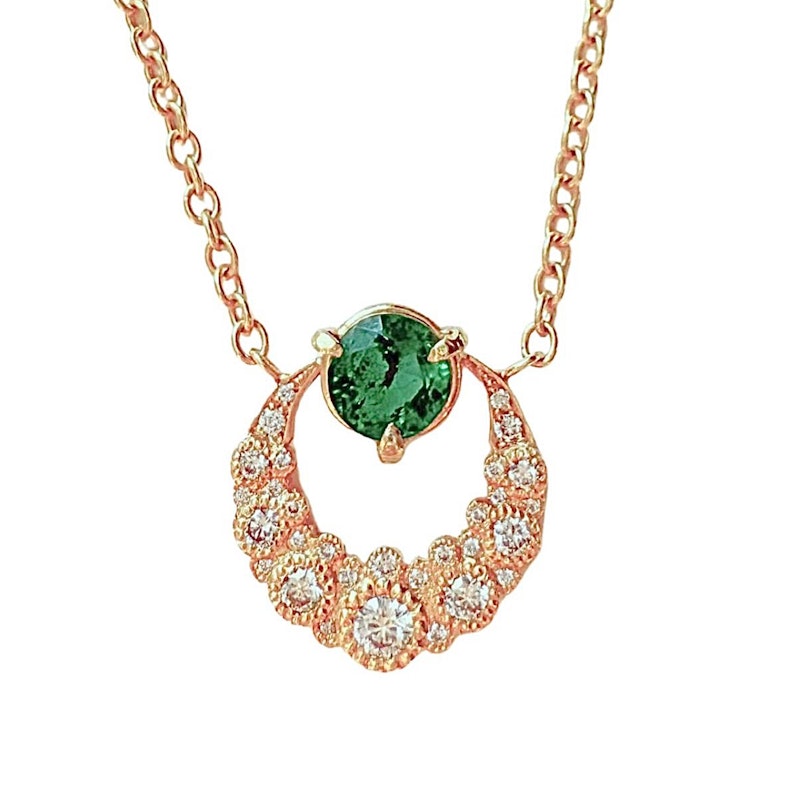 Colette 18k Yellow Gold Emerald Moon Pendant Necklace