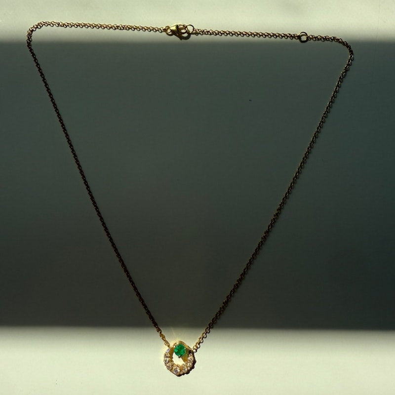 Colette 18k Yellow Gold Emerald Moon Pendant Necklace