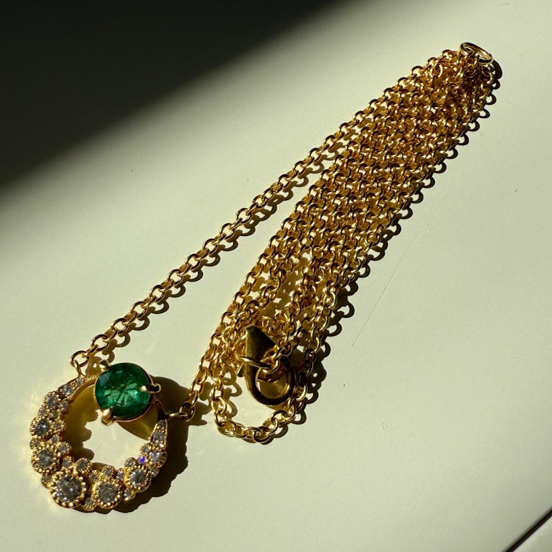 Colette 18k Yellow Gold Emerald Moon Pendant Necklace