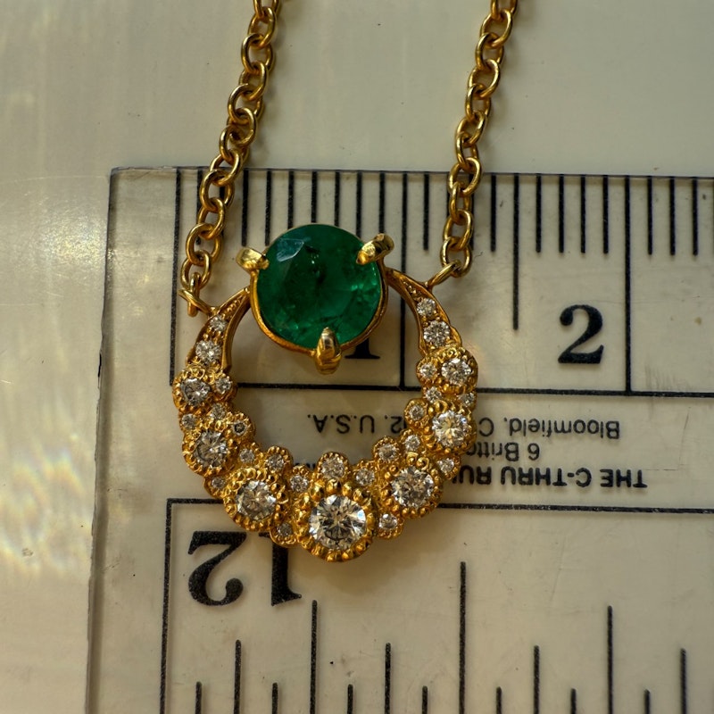 Colette 18k Yellow Gold Emerald Moon Pendant Necklace