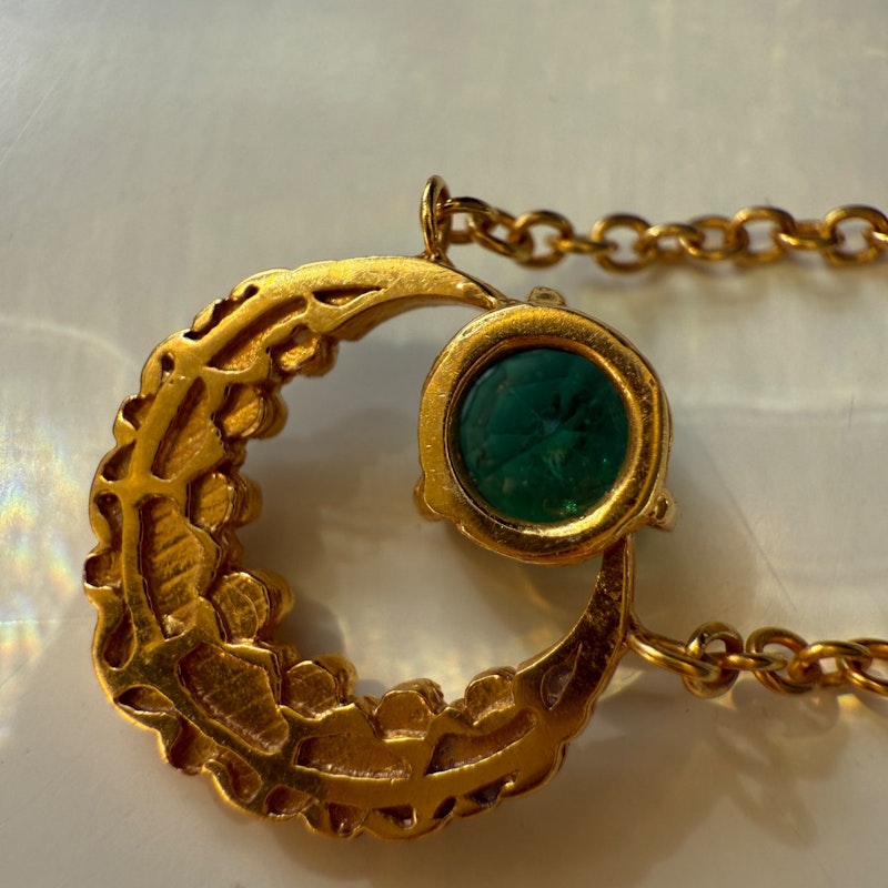 Colette 18k Yellow Gold Emerald Moon Pendant Necklace