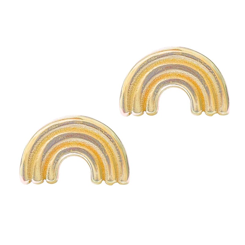 14k Yellow Gold Rainbow Stud Earrings