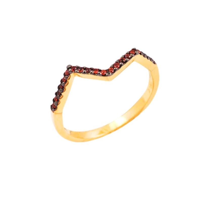 Kavant & Sharart 18k Yellow Gold Small Ziggy Ring with Orange Sapphires - sz 7 - 2 of 2