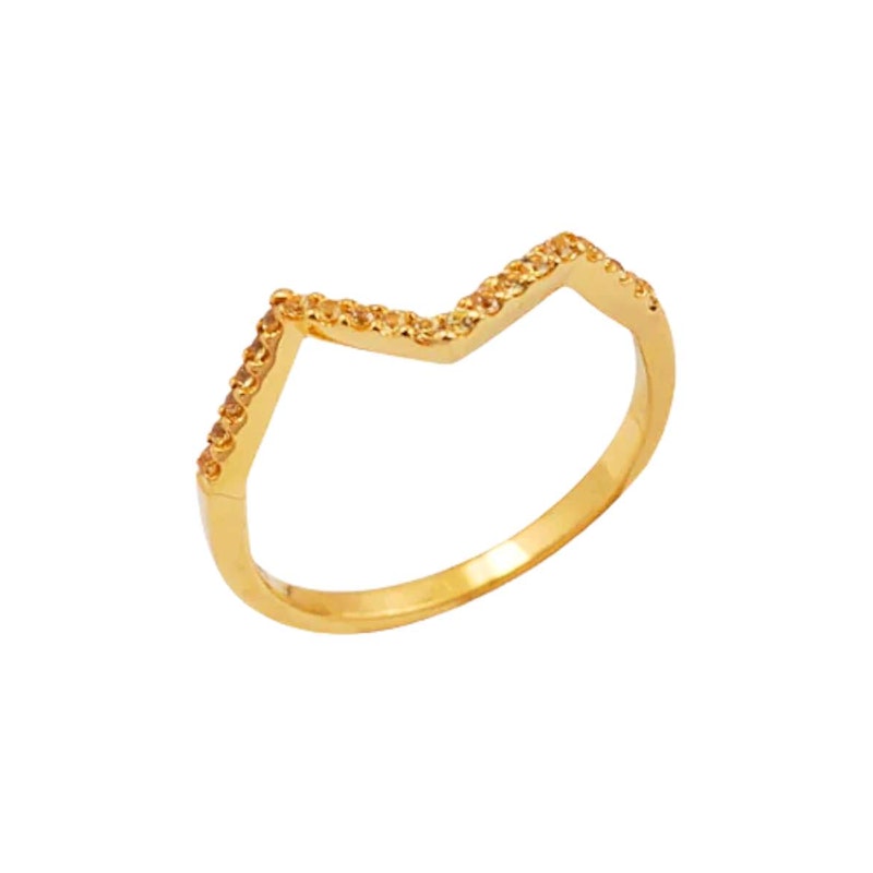 Kavant & Sharart 18k Yellow Gold Small Ziggy Ring with Yellow Sapphires - sz 7