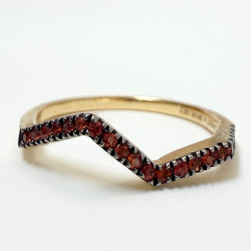 Kavant & Sharart 18k Yellow Gold Small Ziggy Ring with Orange Sapphires - sz 7 - 1 of 2