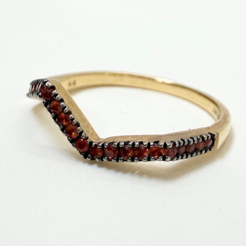 Kavant & Sharart 18k Yellow Gold Small Ziggy Ring with Orange Sapphires - sz 7 - 1 of 2