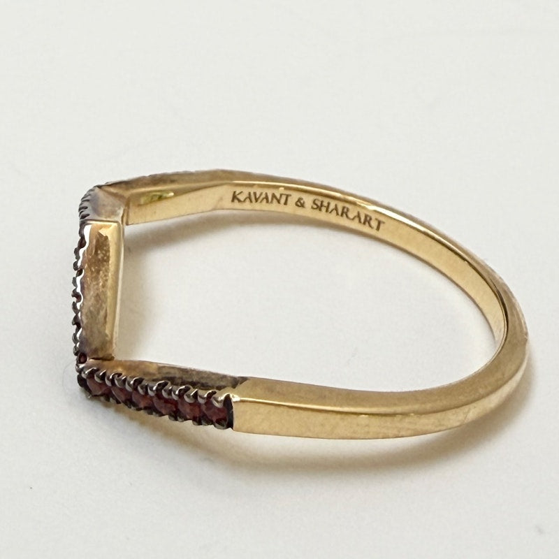 Kavant & Sharart 18k Yellow Gold Small Ziggy Ring with Orange Sapphires - sz 7 - 2 of 2