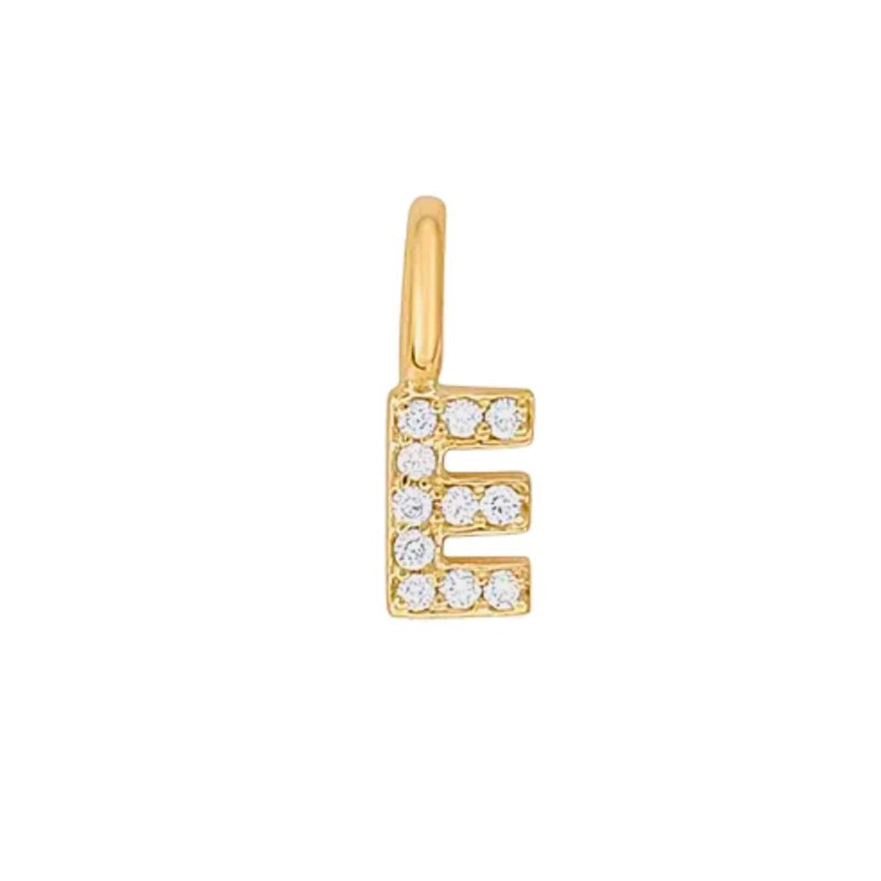 Imperfect Grace 14k Yellow Gold Diamond Mini Initial Charm – E