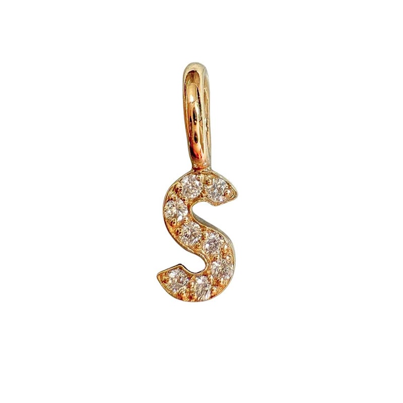 Imperfect Grace 14k Yellow Gold Diamond Mini Initial Charm – S