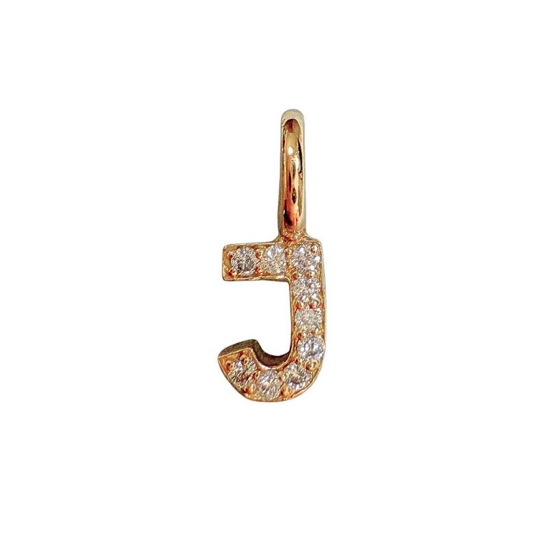 Imperfect Grace 14k Yellow Gold Diamond Mini Initial Charm – J
