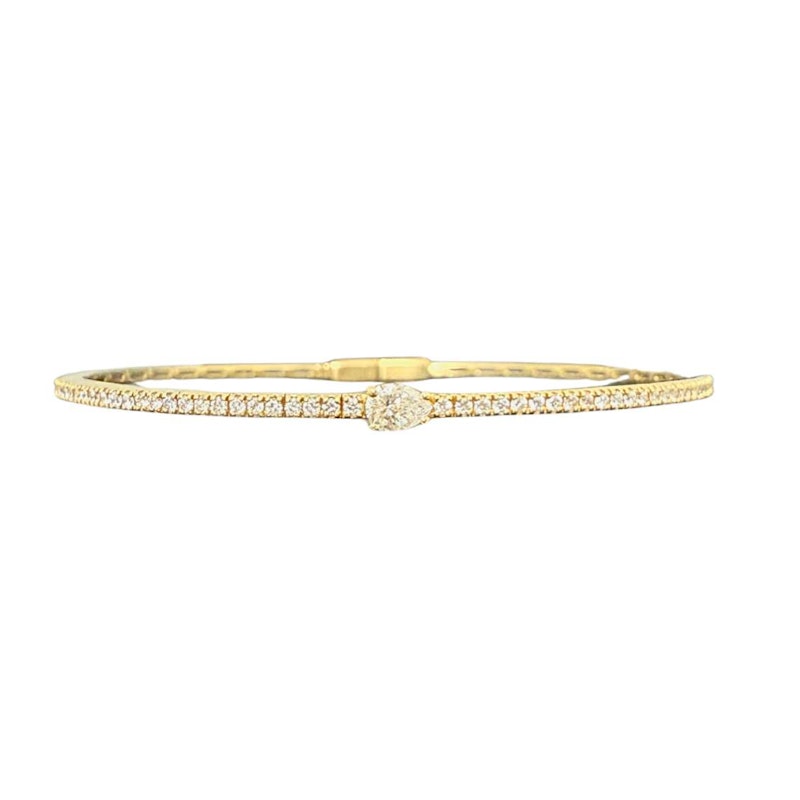 18k Yellow Gold Pear-Cut Diamond & Pavé Bangle Bracelet