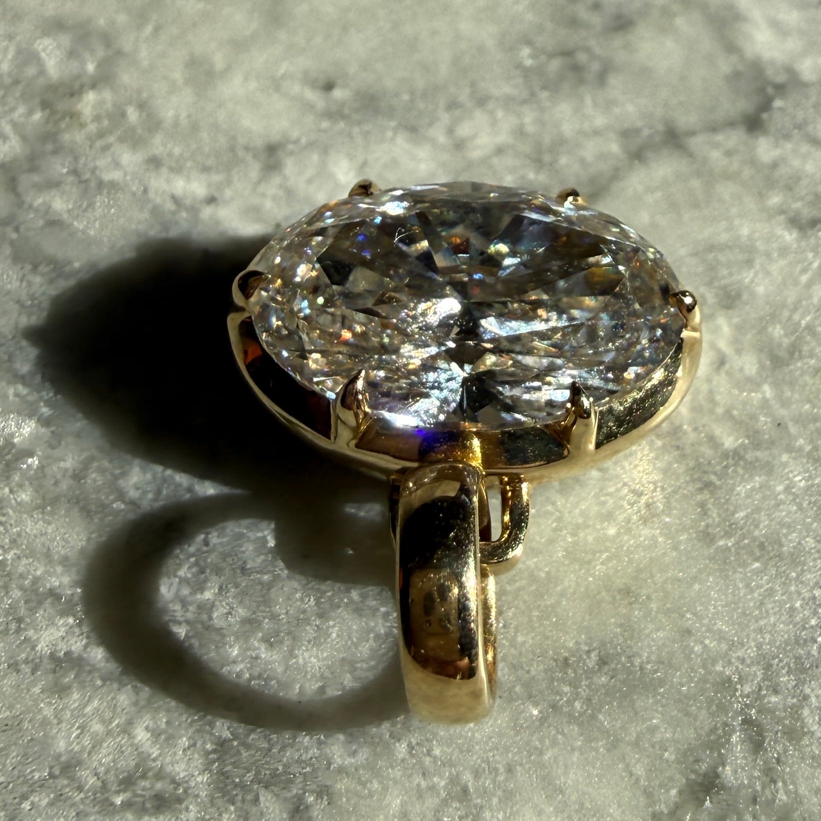 14k Yellow gold Oval Cut Diamond Charm