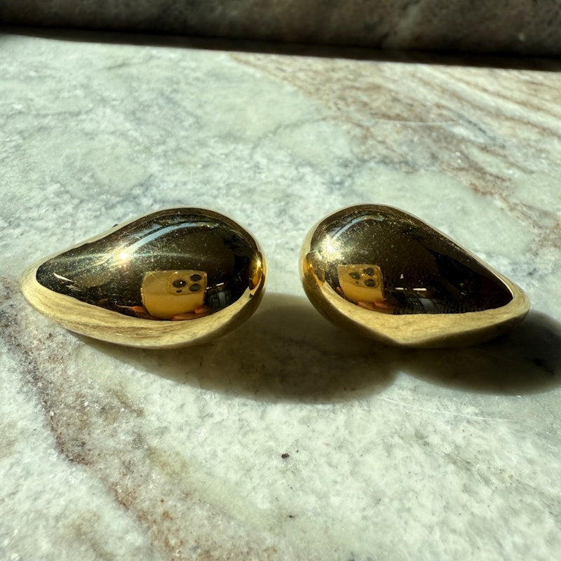18k Yellow Gold Hollow Teardrop Earrings