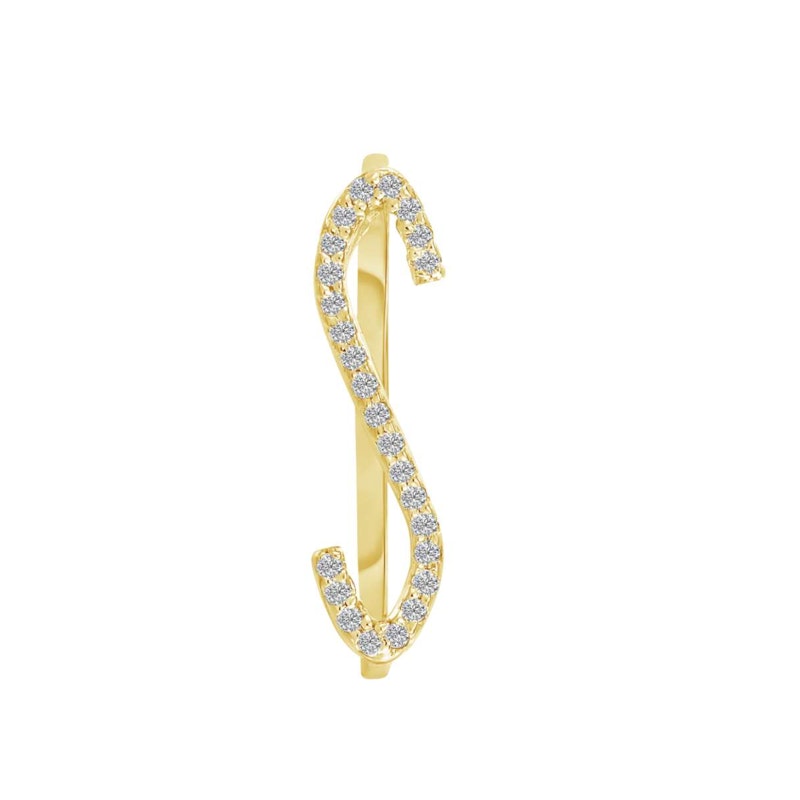 KWIT 14k Yellow Gold Diamond Letter "S" Ring