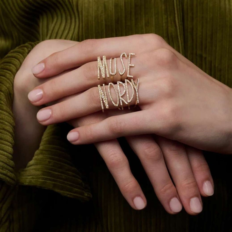 KWIT 14k Yellow Gold Diamond Letter "S" Ring