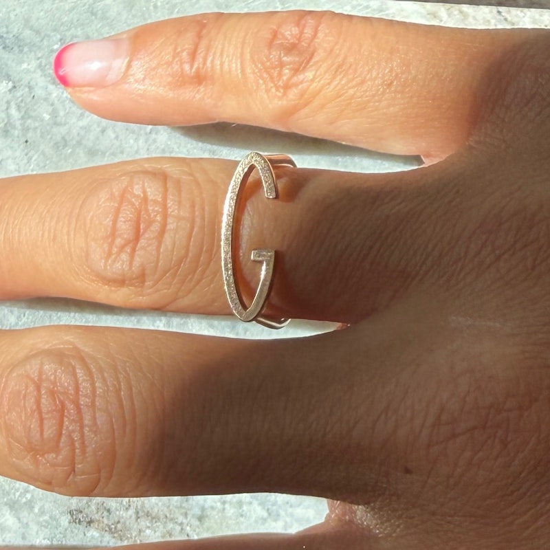KWIT 14k Rose Gold Letter "G" Ring