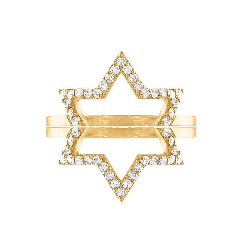 KWIT 14k Yellow Gold Diamond Star Friendship Rings Six Point