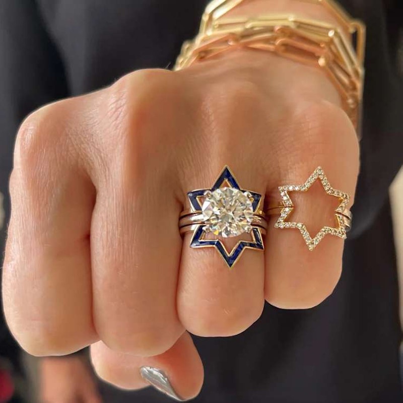 KWIT 14k Yellow Gold Diamond Star Friendship Rings Six Point