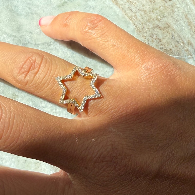 KWIT 14k Yellow Gold Diamond Star Friendship Rings Six Point