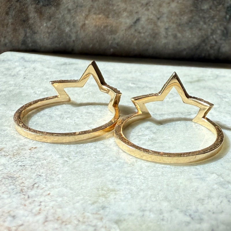 KWIT 14k Yellow Gold Diamond Star Friendship Rings Six Point