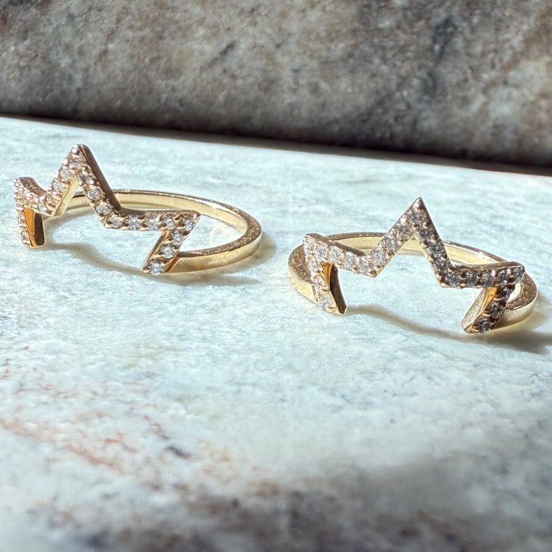 KWIT 14k Yellow Gold Diamond Star Friendship Rings Six Point