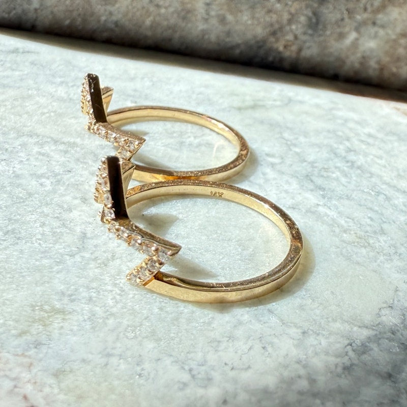 KWIT 14k Yellow Gold Diamond Star Friendship Rings Six Point