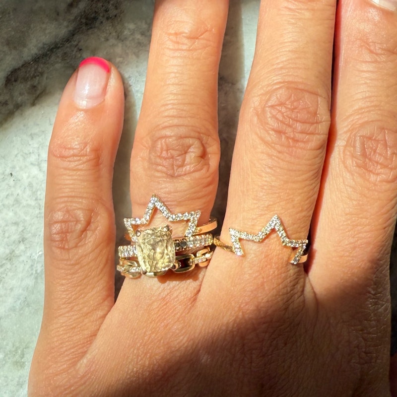 KWIT 14k Yellow Gold Diamond Star Friendship Rings Six Point