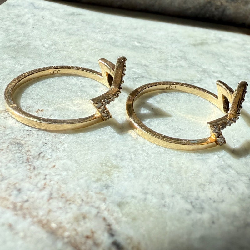 KWIT 14k Yellow Gold Diamond Star Friendship Rings Six Point
