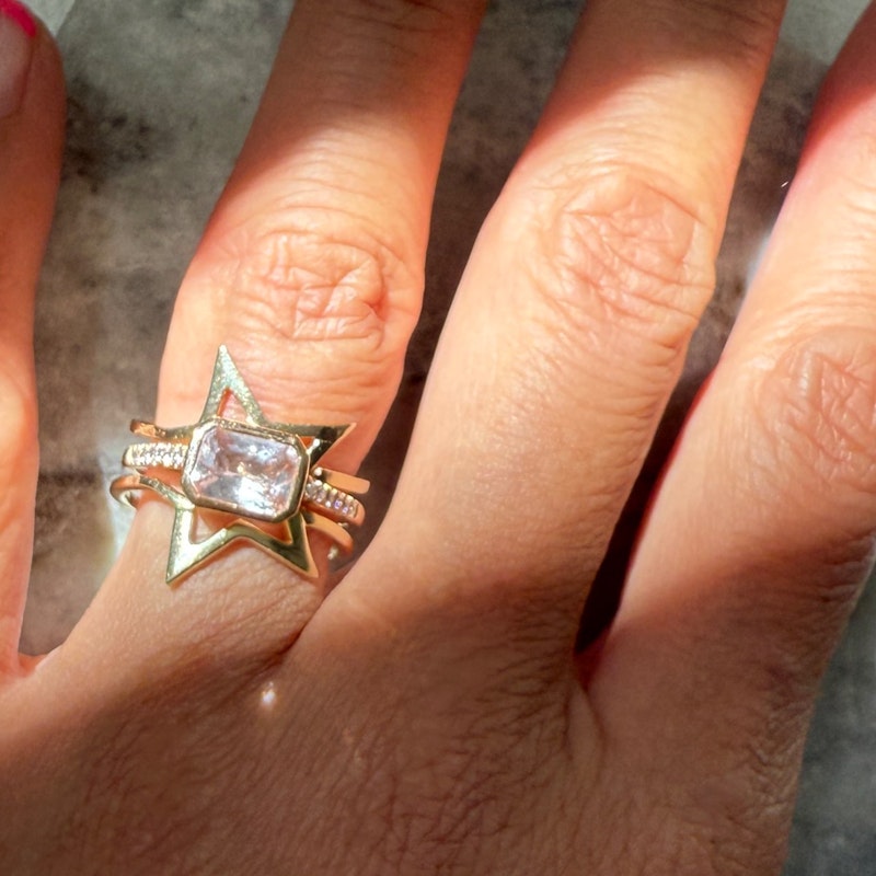 KWIT 14k Yellow Gold Star Friendship Rings Five Point
