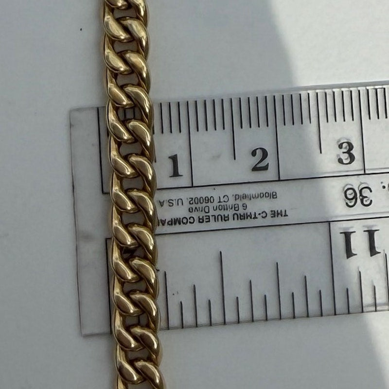 18k Yellow Gold Cuban Chain Diamond Bar Necklace
