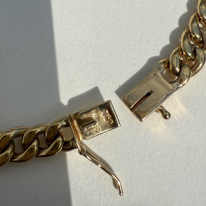 18k Yellow Gold Cuban Chain Diamond Bar Necklace