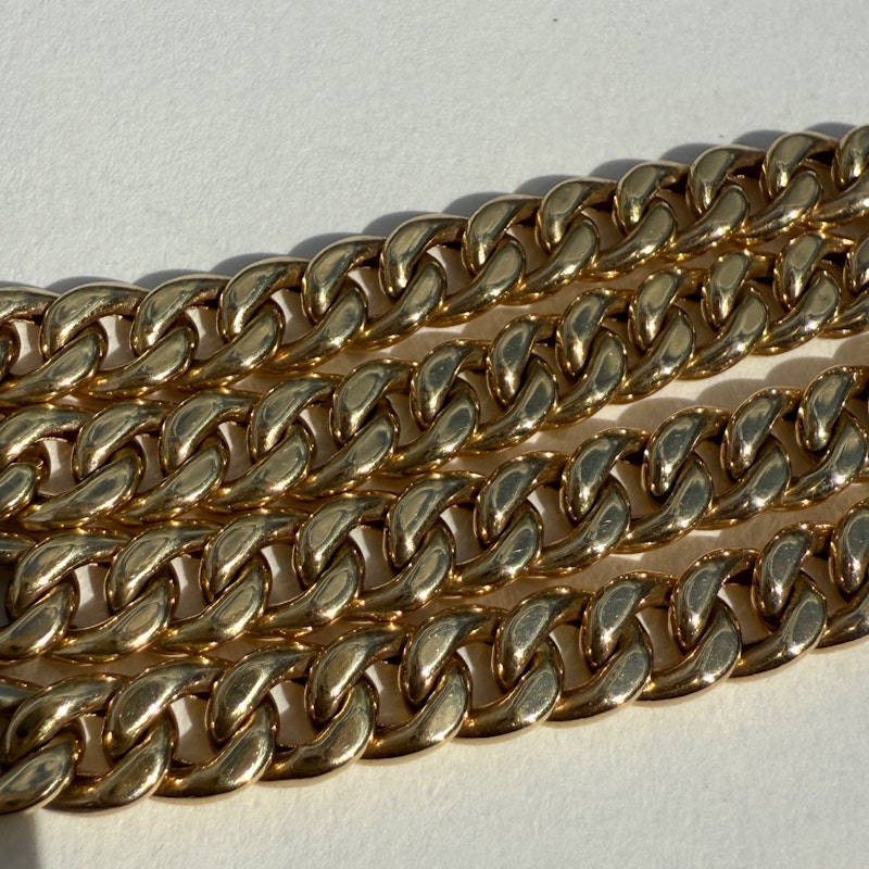 18k Yellow Gold Cuban Chain Diamond Bar Necklace