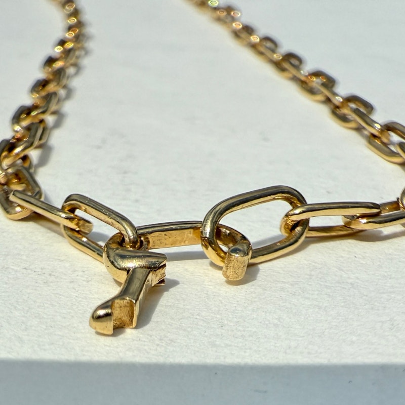 14k Yellow Gold Emerald & Diamond Heart Paperclip Chain Necklace