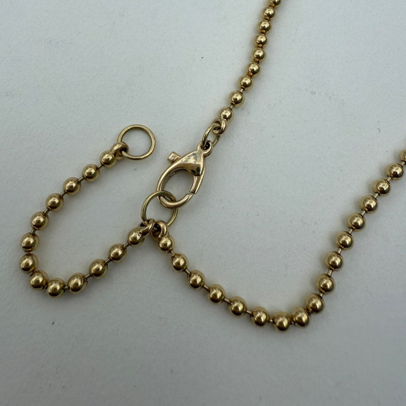 14K Yellow Gold Diamond Heart Dangle Ball Chain Necklace