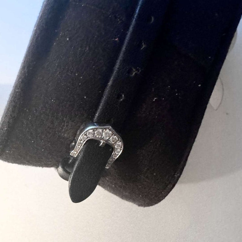 Cartier Himalia 18k White Gold Diamond-Set Watch with Black Calfskin Strap