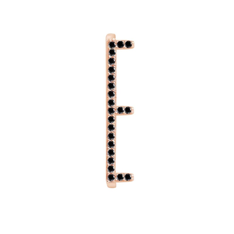 KWIT 14k Rose Gold Black Diamond Letter "E" Ring