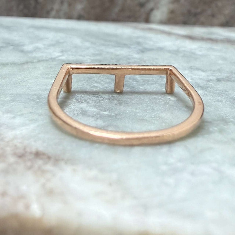 KWIT 14k Rose Gold Black Diamond Letter "E" Ring