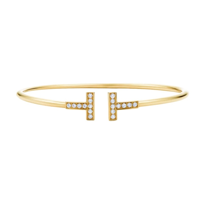 Tiffany & Co. Yellow Gold Diamond “T” Wire Bracelet