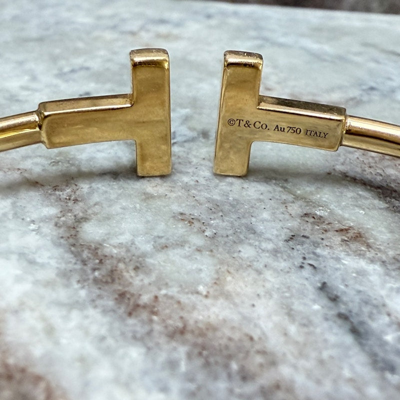 Tiffany & Co. Yellow Gold Diamond “T” Wire Bracelet