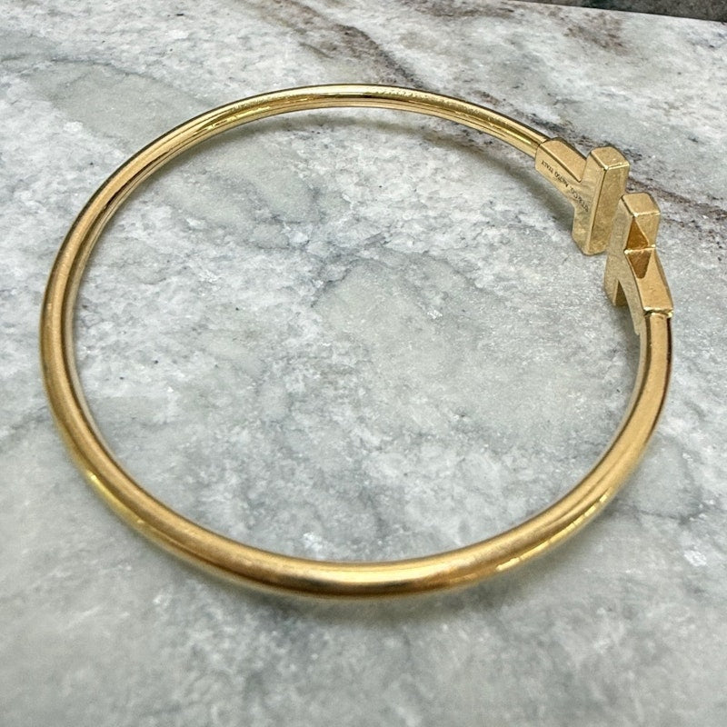 Tiffany & Co. Yellow Gold Diamond “T” Wire Bracelet