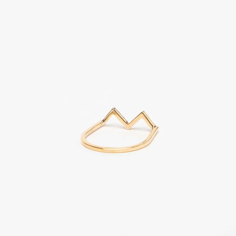 KWIT 14k Yellow Gold Diamond Letter MW Zig Zag Ring