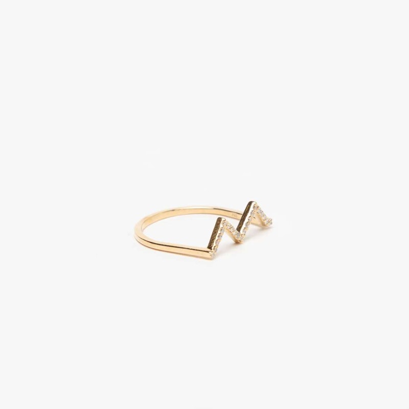 KWIT 14k Yellow Gold Diamond Letter MW Zig Zag Ring