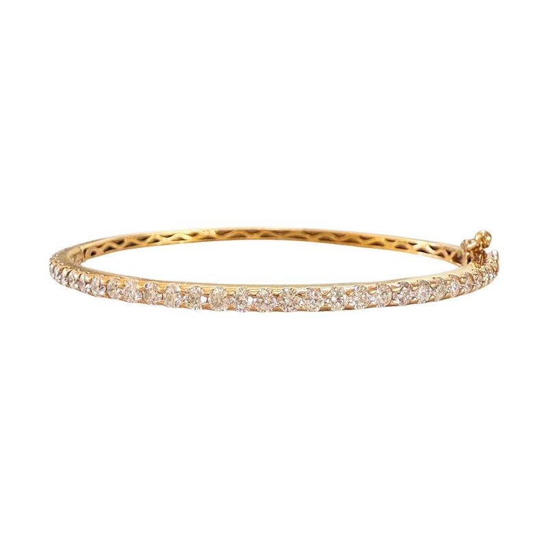14k Yellow Gold Diamond Line Bangle Bracelet